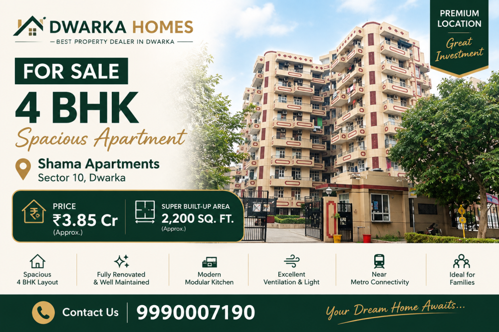 4 BHK flat for sale Shama Apartment  sector 10 Dwarka 